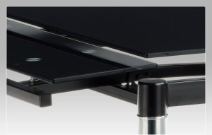 Jídelní stůl rozkládací 80+48x80 cm, černé sklo / chrom