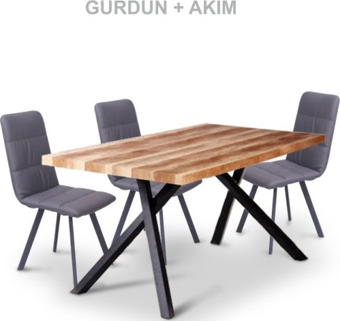 Jídelní stůl GURDUN, světlá švestka / černá