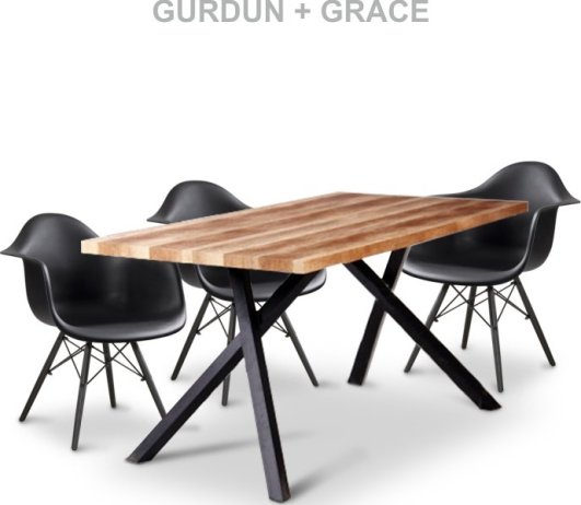 Jídelní stůl GURDUN, světlá švestka / černá