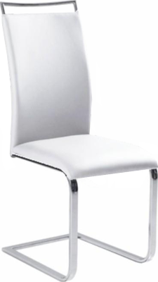 Jídelní židle, ekokůže bílá / chrom, BARNA NEW