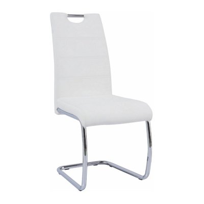 Jídelní židle, ekokůže bílá / chrom, ABIRA NEW