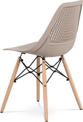 Jídelní židle - cappuccino plast, masiv buk, přírodní odstín, kov černý matný lak