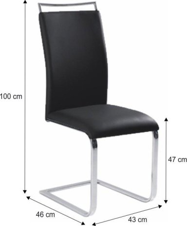 Jídelní židle, ekokůže černá / chrom, BARNA NEW