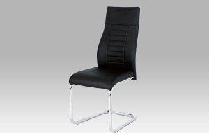 Jídelní židle, černá koženka / chrom