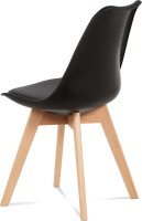 Jídelní židle, CT-752 BK, plast černý / koženka černá / masiv buk
