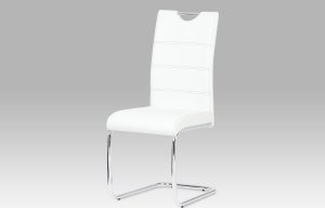 Jídelní židle, chrom / koženka bílá