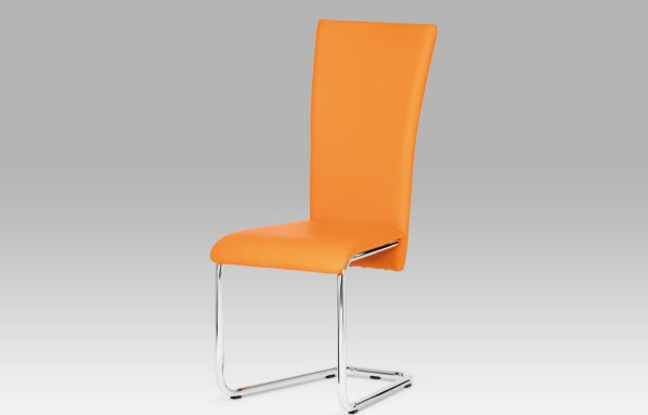 Jídelní židle chrom / oranžová koženka