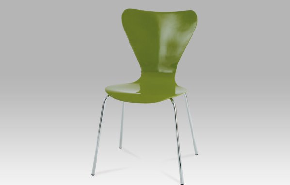 Jídelní židle chrom / překližka zelená (lesk)