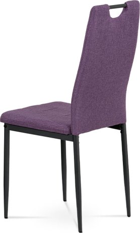 Jídelní židle, fialová látka, kov černý mat