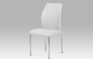 Jídelní židle koženka bílá / broušený nerez