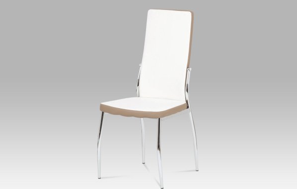 Jídelní židle koženka bílá + cappucino
