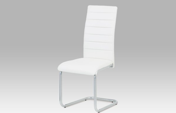 Jídelní židle, koženka bílá / šedý lak