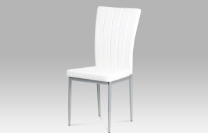 Jídelní židle koženka bílá / šedý lak