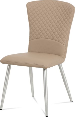 Jídelní židle koženka cappuccino / broušený nerez