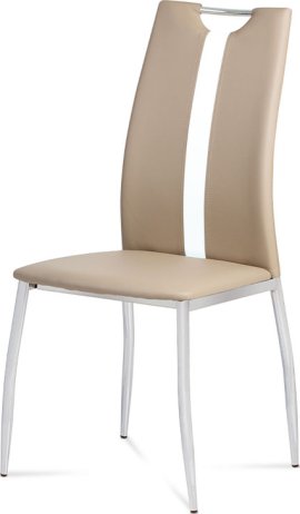 Jídelní židle koženka cappuccino / chrom