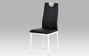 Jídelní židle koženka černá / bílý lak