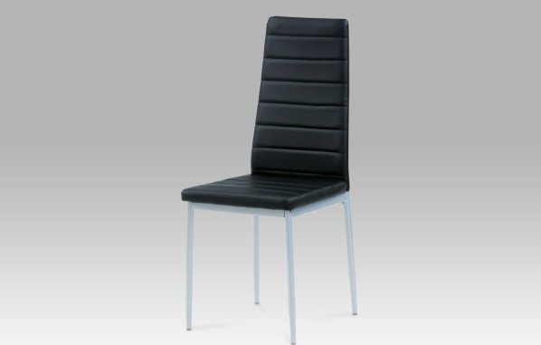 Jídelní židle koženka černá / šedý lak