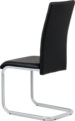 Jídelní židle, koženka černá / šedý lak