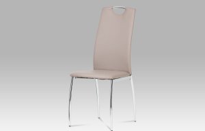 Jídelní židle koženka lanýžová / chrom