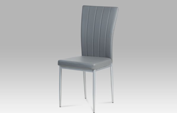 Jídelní židle koženka šedá / šedý lak
