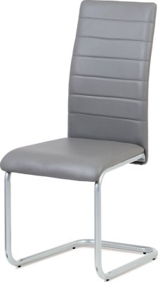 Jídelní židle, koženka šedá / šedý lak