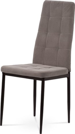 Jídelní židle, lanýžová sametová látka, kovová čtyřnohá podnož, černý matný lak
