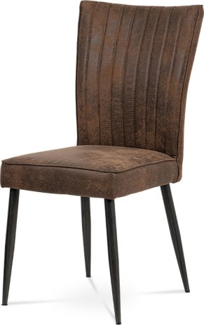 Jídelní židle, látka hnědá, broušený kov antik