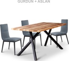 Jídelní židle ASLAN, látka / kov, šedá / černá