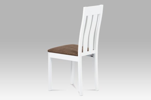 Jídelní židle masiv buk, barva bílá, potah hnědý