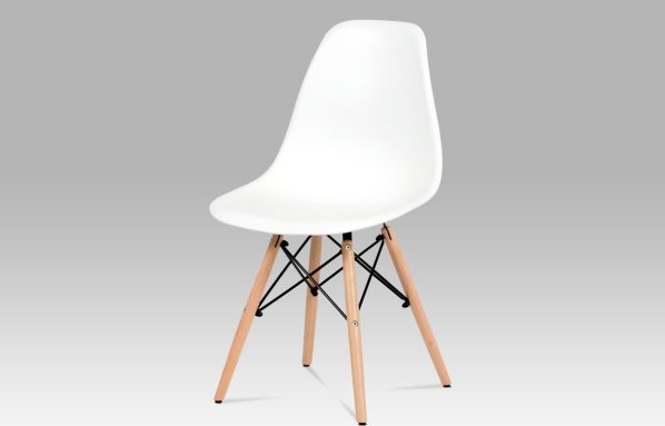 Jídelní židle, CT-758 WT, plast bílý / masiv buk / kov černý
