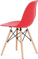 Jídelní židle, CT-758 RED, plast červený / masiv buk / kov černý