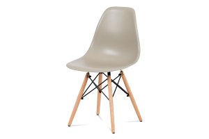 Jídelní židle, CT-758 LAT, plast latté / masiv buk / kov černý