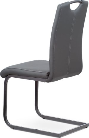 Jídelní židle, potah šedá ekokůže, kovová pohupová podnož, šedý lak