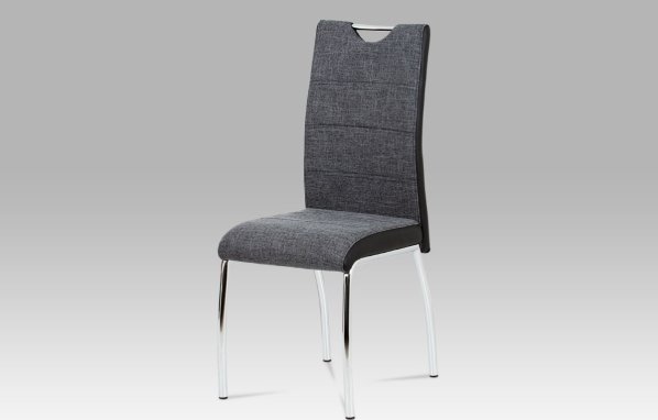 Jídelní židle HC-586 BK2 šedá látka + černá koženka / chrom