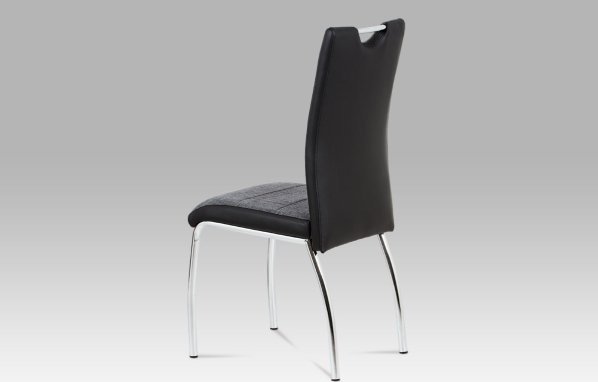 Jídelní židle HC-586 BK2 šedá látka + černá koženka / chrom