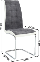 Jídelní židle, světlešedá látka / ekokůže bílá / chrom, SALOMA