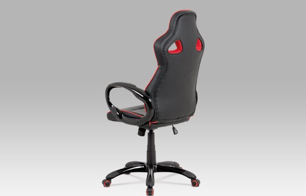 Kancelářská židle, černá-červená ekokůže, houpací mech, plastový kříž