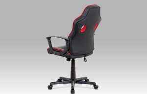 Kancelářská židle, černá ekokůže+červená látka, houpací mech, plast kříž