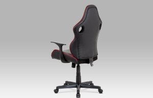 Kancelářská židle - černá ekokůže, červená látka MESH, houpací mech., plastový kříž