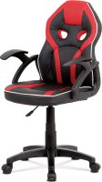 Kancelářská židle, černá ekokůže+červená MESH, výškově nast, plast kříž