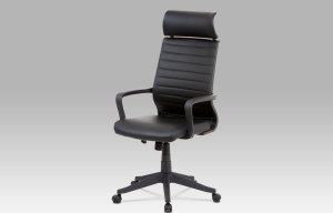 Kancelářská židle, černá koženka, plastový kříž, houpací mechanismus