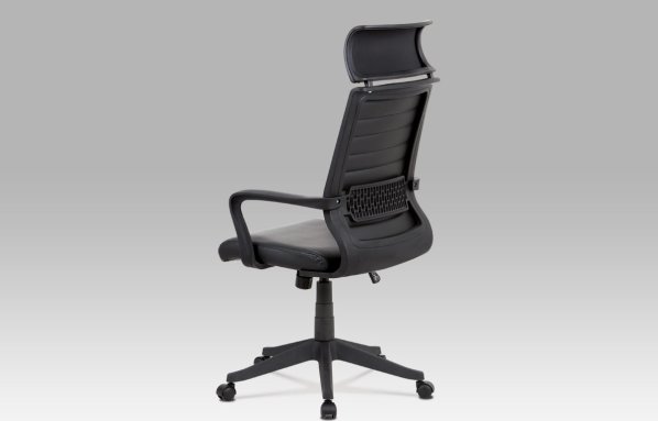 Kancelářská židle, černá koženka, plastový kříž, houpací mechanismus