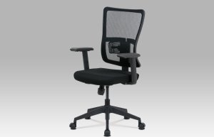 Kancelářská židle, černá látka+síťovina, houpací mech., plastový kříž