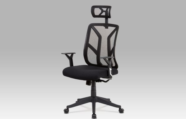 Kancelářská židle, černá mesh, plastový kříž, synchronní mechanismus