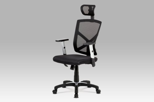Kancelářská židle, černá MESH+síťovina, plastový kříž, houpací mechanismus