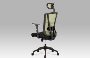 Kancelářská židle, černá MESH+zelená síťovina, plastový kříž, synchronní mechanismus
