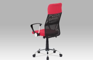 Kancelářská židle, červená látka, černá MESH, houpací mech, kříž kovový