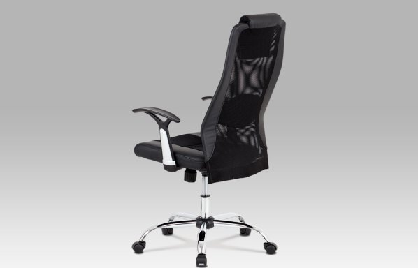 Kancelářská židle, houpací mech., černá koženka + MESH, kovový kříž