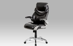 Kancelářská židle, houpací mech., černá koženka, plast. kříž