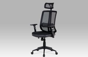 Kancelářská židle, houpací mech., černá MESH, plast. kříž